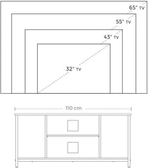 VASAGLE TV Cabinet TV Console Unit with Open Storage TV Stand with Shelving Rustic Brown LTV39BX