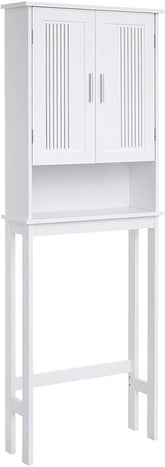 VASAGLE Toilet Shelf with Shelf and Double Doors White BBC10WT
