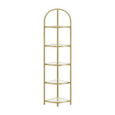 VASAGLE 5 Tier Corner Ladder Bookshelf Tempered Glass Modern Style Golden Color