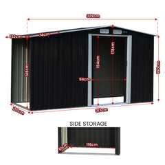 Wallaroo Garden Shed with Semi-Close Storage 4*8FT - Black