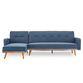 Sarantino 3-Seater Corner Sofa Bed with Chaise Lounge - Blue