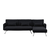 Sarantino Mia 3-Seater Sofa Bed with Chaise & 3 Pillows - Black