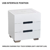 Smart Bedside Tables Side 3 Drawers Wireless Charging USB Left Hand Nightstand LED Light AU