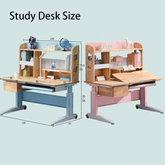 Solid Rubber Wood Height Adjustable Children Kids Ergonomic Blue Study Desk Chair Set 120cm AU