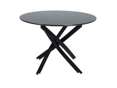 Round Marble-Effect Table – Black