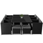 Bali 11 Piece Outdoor Dining Set – Black