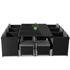 Bali 11 Piece Outdoor Dining Set – Black