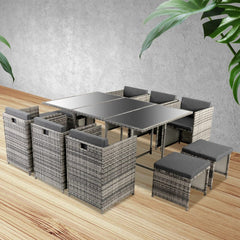 Bali 11 Piece Outdoor Dining Set – Grey