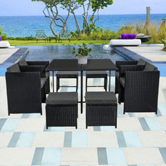 Horrocks 8 Seater Outdoor Dining Set – Black