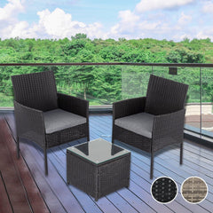 3PC Outdoor Table and Chairs Set – Black