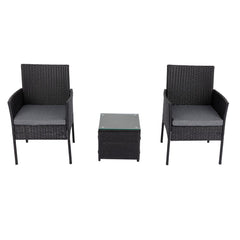 3PC Outdoor Table and Chairs Set – Black