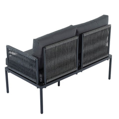 Eden 4-Seater Outdoor Lounge Set with Coffee Table in Black – Stylish Textile and Rope Design