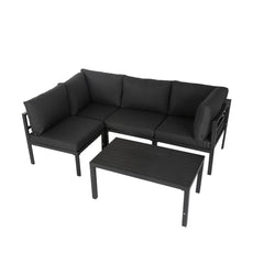 Outdoor Charcoal Grey Minimalist 5 Piece Lounge Set