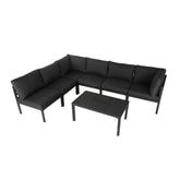 Outdoor Minimalist Charcoal Grey 7-Piece Lounge Set