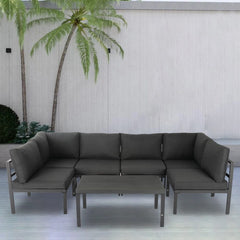 Outdoor Minimalist Charcoal Grey 7-Piece Lounge Set