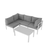 Outdoor White Modern 5 Piece Lounge Set