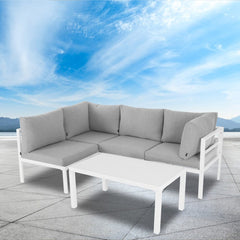 Outdoor White Modern 5 Piece Lounge Set