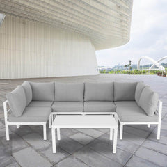 Outdoor White Modern 7 Piece Lounge Set