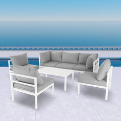 Outdoor 7 Piece White Couch Set