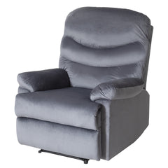 Wide Manual Single Recliner Sofa – Velvet Grey.