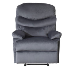Wide Manual Single Recliner Sofa – Velvet Grey.