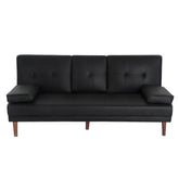 3 Seater Adjustable Sofa Bed With Cup Holder Black.