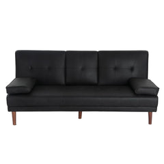 3 Seater Adjustable Sofa Bed With Cup Holder Black.