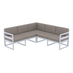 Mykonos Lounge Corner - Silver Grey with Brown Cushions
