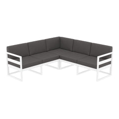 Mykonos Lounge Corner - White with Dark Grey Cushions