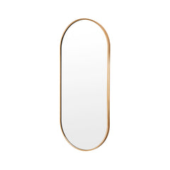 La Bella Gold Wall Mirror Oval Aluminum Frame Makeup Decor Bathroom Vanity 45 x 100cm