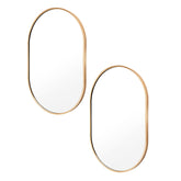 2 Set La Bella Gold Wall Mirror Oval Aluminum Frame Makeup Decor Bathroom Vanity 50x75cm