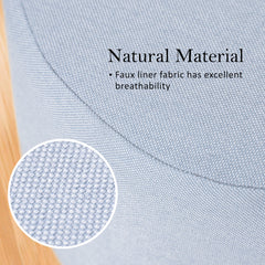 La Bella Light Blue Fabric Ottoman Round Wooden Leg Foot Stool