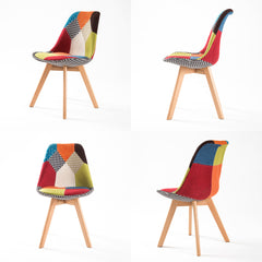 La Bella 2 Set Multi Colour Retro Dining Cafe Chair Padded Seat