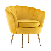 La Bella Shell Scallop Yellow Armchair Lounge Chair Accent Velvet