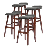La Bella 4 Set 73cm Black Brown Wooden Bar Stool DARA Leather