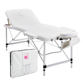 Forever Beauty White Portable Beauty Massage Table Bed Therapy Waxing 3 Fold 75cm Aluminium