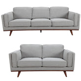 Petalsoft 2 + 3 Seater Sofa Set Fabric Uplholstered Lounge Couch - Grey.