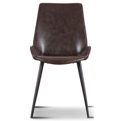 Brando Set of 2 PU Leather Upholstered Dining Chair Metal Leg - Brown