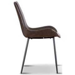 Brando Set of 2 PU Leather Upholstered Dining Chair Metal Leg - Brown