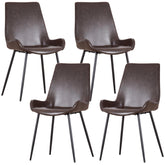 Brando Set of 4 PU Leather Upholstered Dining Chair Metal Leg - Brown