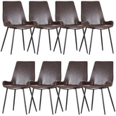 Brando Set of 8 PU Leather Upholstered Dining Chair Metal Leg - Brown