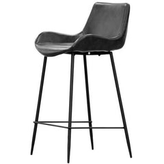 Brando Set of 2 PU Leather Upholstered Bar Chair Metal Leg Stool Vintage Grey