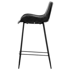 Brando Set of 2 PU Leather Upholstered Bar Chair Metal Leg Stool Vintage Grey