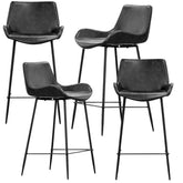 Brando Set of 4 PU Leather Upholstered Bar Chair Metal Leg Stool Vintage Grey