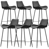 Brando Set of 6 PU Leather Upholstered Bar Chair Metal Leg Stool Vintage Grey