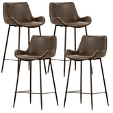 Brando Set of 4 PU Leather Upholstered Bar Chair Metal Leg Stool - Brown