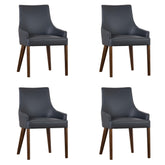 Tuberose Dining Chair Set of 4 PU Leather Solid Acacia Wood Furniture Dark Grey