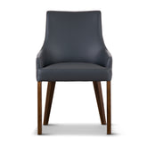 Tuberose Dining Chair PU Leather Solid Acacia Timber Wood Furniture - Dark Grey