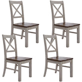 Erica X-Back Dining Chair Set of 4 Solid Acacia Timber Wood Hampton Brown White