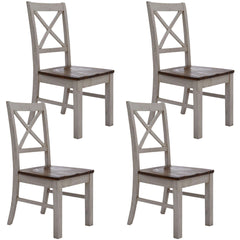 Erica X-Back Dining Chair Set of 4 Solid Acacia Timber Wood Hampton Brown White